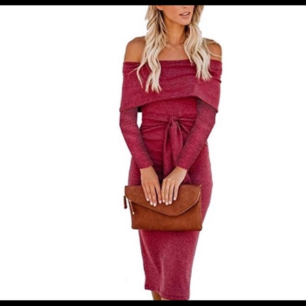 Off the shoulder midi dress!